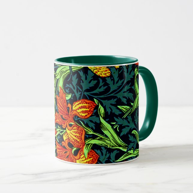 Taza Iris, hermoso patrón floral de William Morris (Anverso derecho)