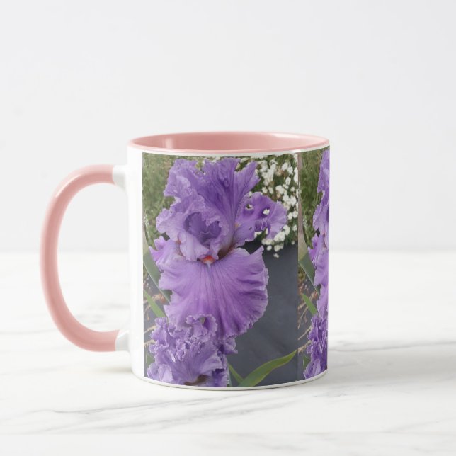 Taza Iris Iris Flor Púrpura Lavanda Floral Mug (Izquierda)