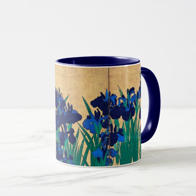Taza Irises japoneses (detalle), Ogata Kōrin (Anverso derecho)