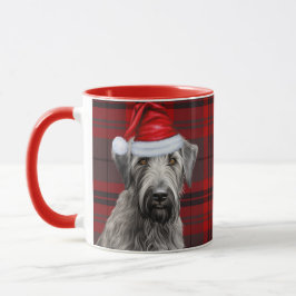 Taza Irish Wolfhound Dog Red Plaid Christmas