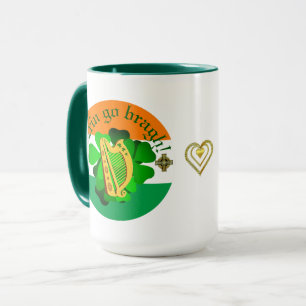 Taza Irlanda por siempre/Erin go bragh/ arpa/ bandera/ 