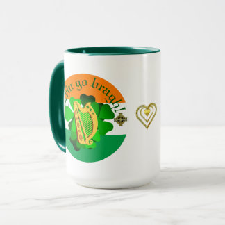 Taza Irlanda por siempre/Erin go bragh/ arpa/ bandera/ 