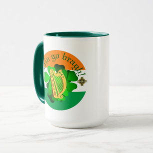 Taza Irlanda por siempre/Erin go bragh/ arpa/ bandera