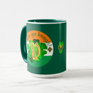 Taza Irlanda por siempre/Erin go bragh/ arpa/ bandera/ 