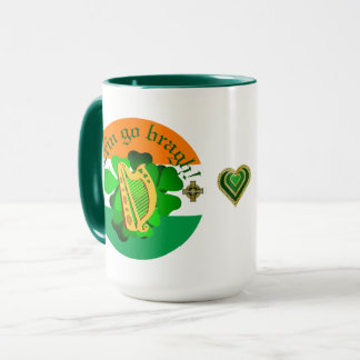 Taza Irlanda por siempre/Erin go bragh/ arpa/ bandera/ 