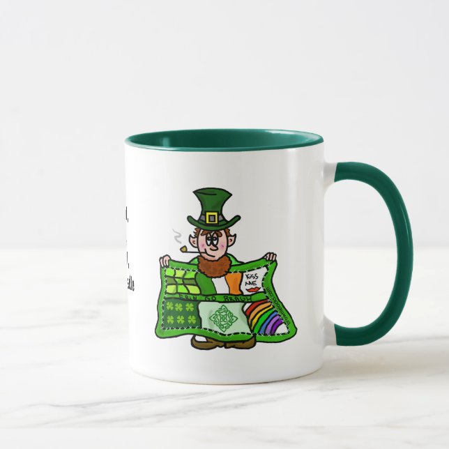 Taza Irlandés Quilt & Leprechaun Mug con bendición grac (Derecha)