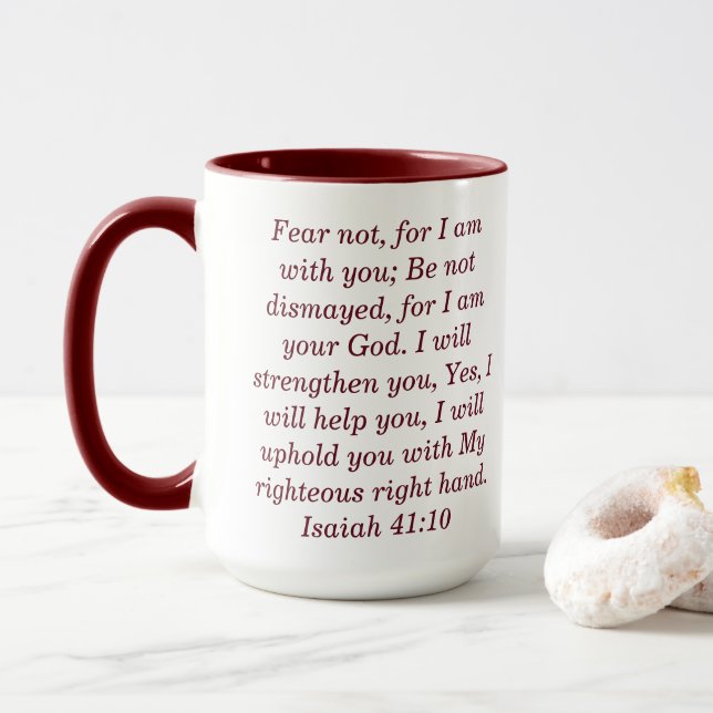 Taza Isaiah 41:10 Personalizado Escritura De Café De Do (Con donut)