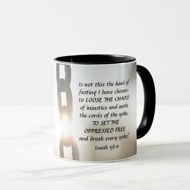 Taza Isaías 58:6 Clase de ayuno que he elegido (Anverso derecho)