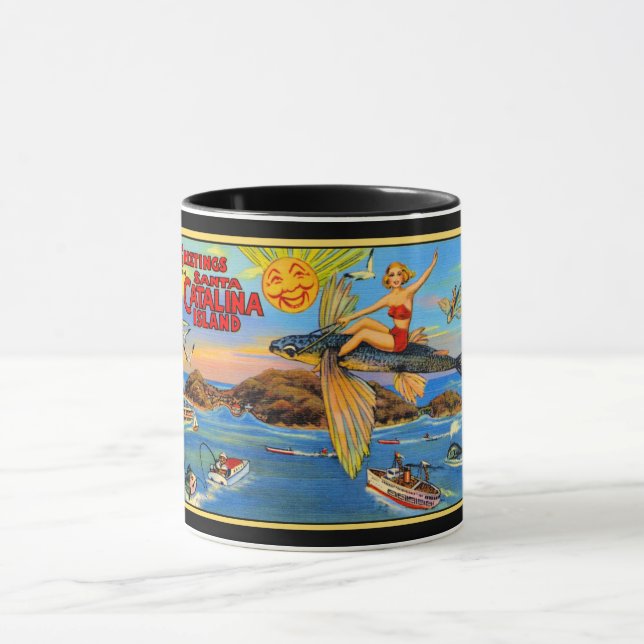 Taza Isla Santa Catalina Postcard Coffee Mug (Centro)