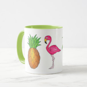 Taza Isla Tropical Pineapple Flamingo Palm Tree Mug