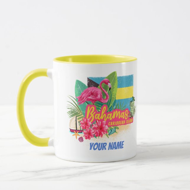 Taza Islas del Caribe retro flamingo vintage (Izquierda)