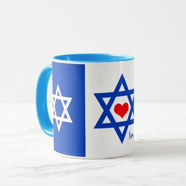 Taza Israel, Corazón Rojo y Bandera Israelí café/té (Anverso izquierdo)
