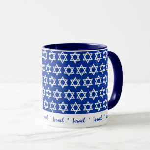 Taza Israel, pabellón israelí, estrella blanca/patriota