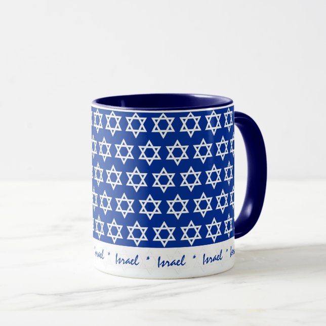 Taza Israel, pabellón israelí, estrella blanca/patriota (Anverso derecho)