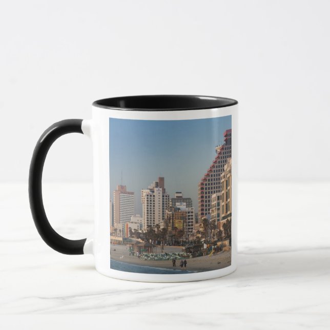 Taza Israel, Tel Aviv, playa, hoteles, atardecer (Izquierda)