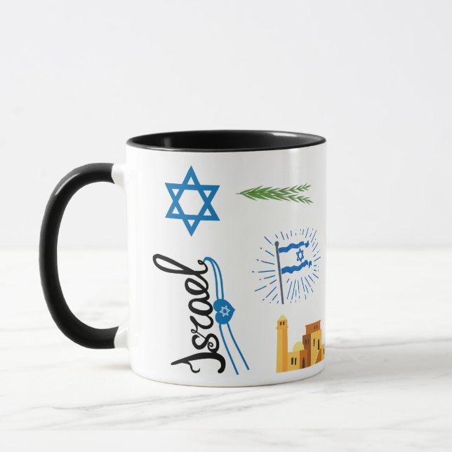 Taza Israel Themed Coffee Mug, Jerusalem Travel Mug (Izquierda)