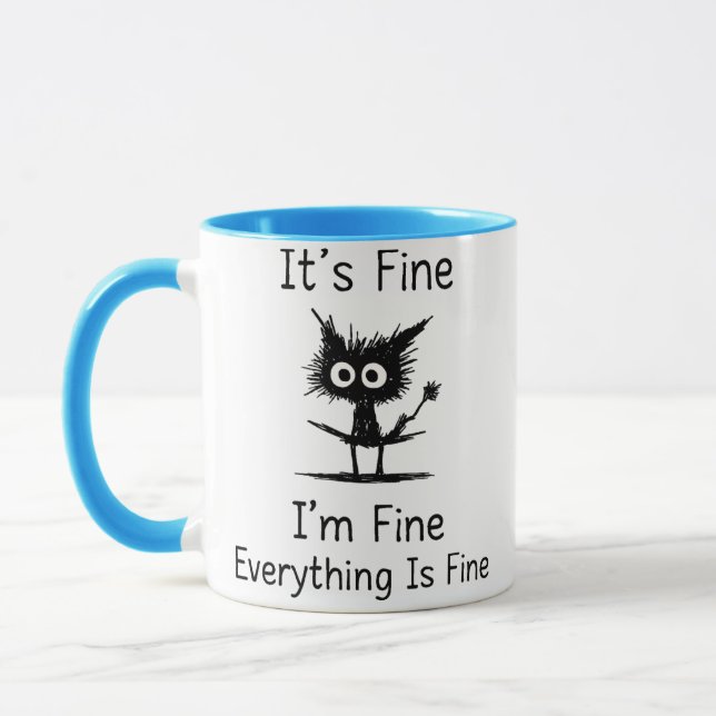 Taza It’s Fine Mug – Funny Chaos Creature with Fork (Izquierda)