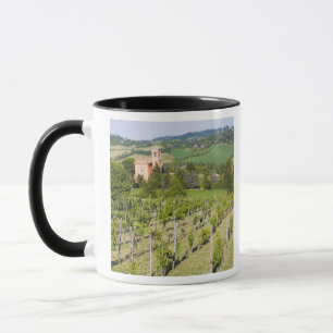 Taza Italia, Bolonia, Vista a través de viñedo a Chiesa