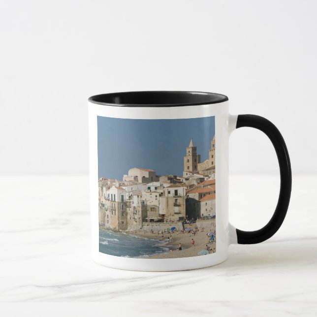 Taza Italia, Sicilia, Cefalu, Vista de la ciudad con el (Derecha)