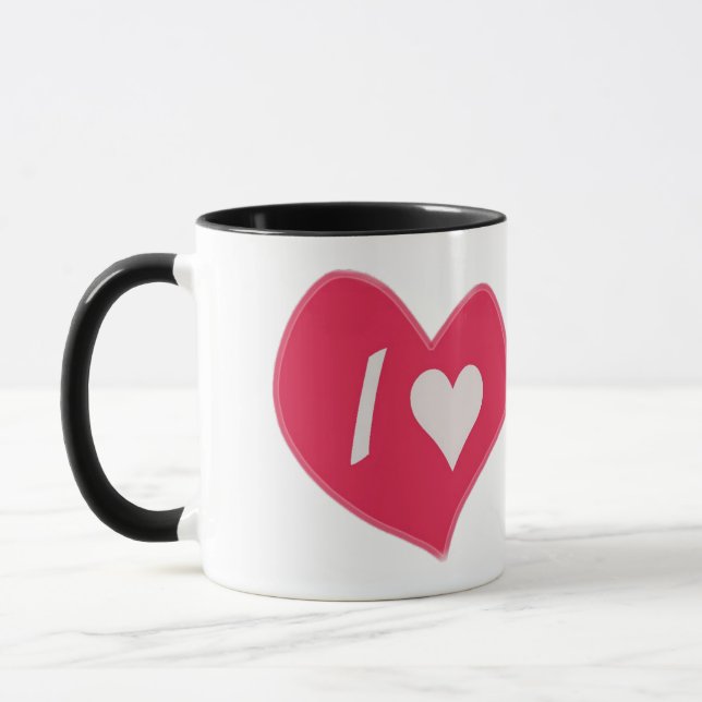 Taza “I🤍You Heart – Cute Romantic Gift Design” (Izquierda)