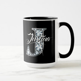 Taza J Faux Diamond Bling Monogram