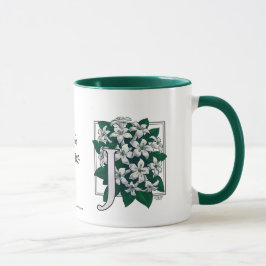 Taza J para el monograma de la flor del jazmín