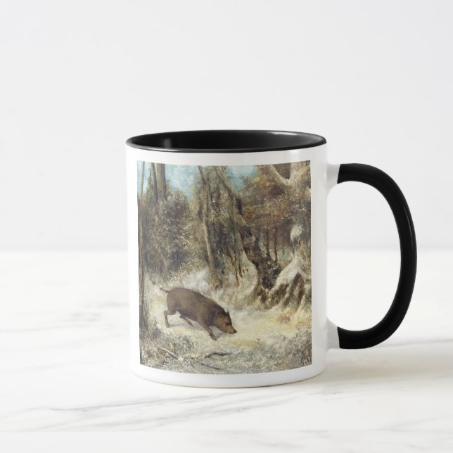 Taza Jabalí en la nieve, firmada como Courbet (Derecha)