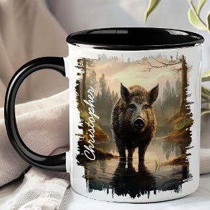 Taza Jabalí en Lago de Bosque Brumoso