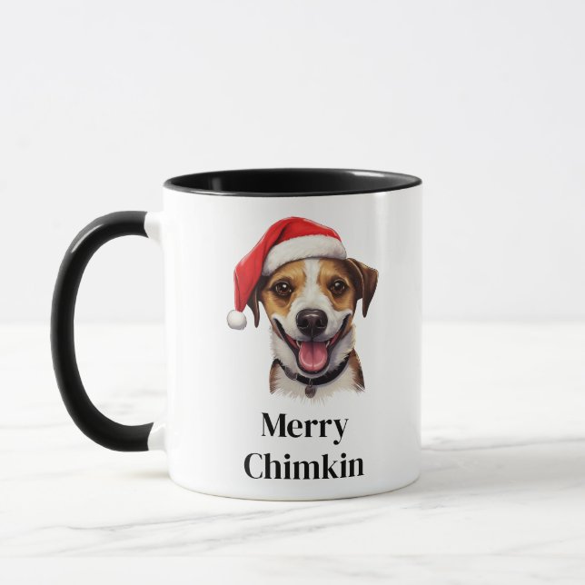 Taza Jack Russell Terrier Perro Gorro de Santa Navidad (Izquierda)