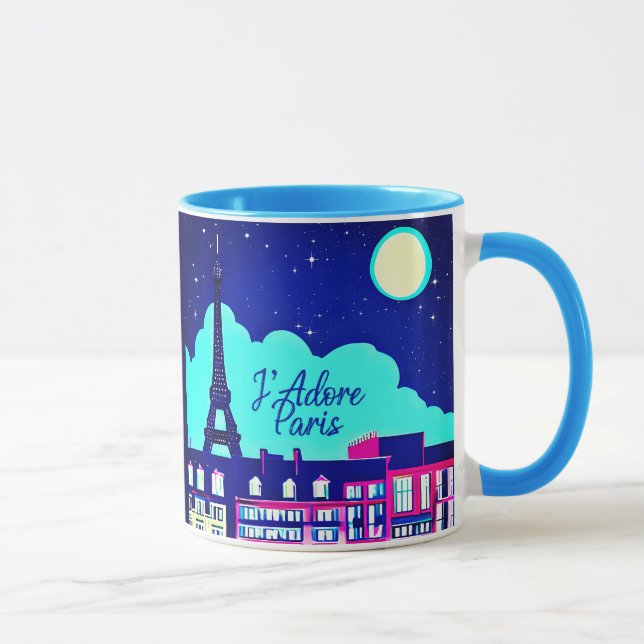 Taza J'adore Paris - Fantasía en París bajo una luna ll (Derecha)