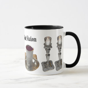 Taza Jalá, cuchillo, vino, y velas de Shabbat