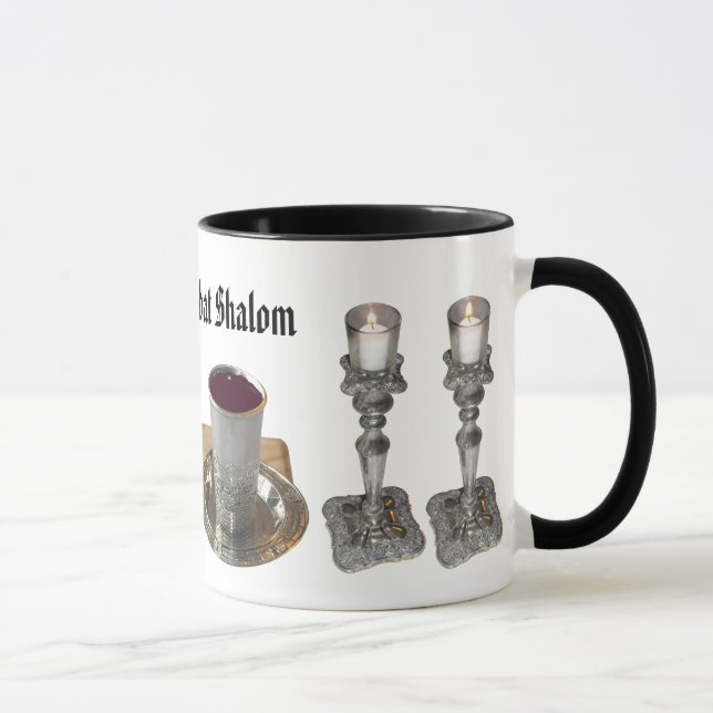Taza Jalá, cuchillo, vino, y velas de Shabbat (Derecha)