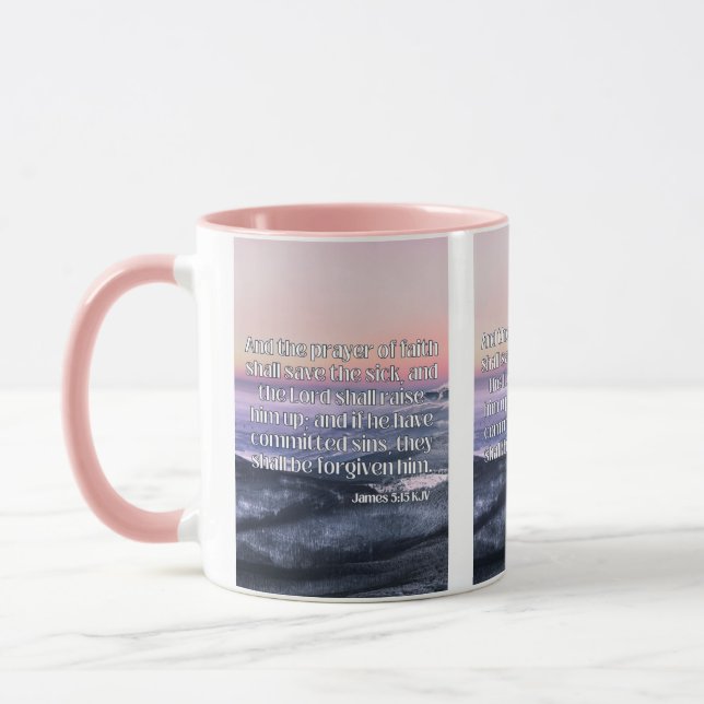 Taza James 5:15 KJV Bible Scripture Pic Two-Tone (Izquierda)