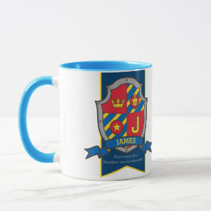 Taza James knight shield rojo nombre azul que significa