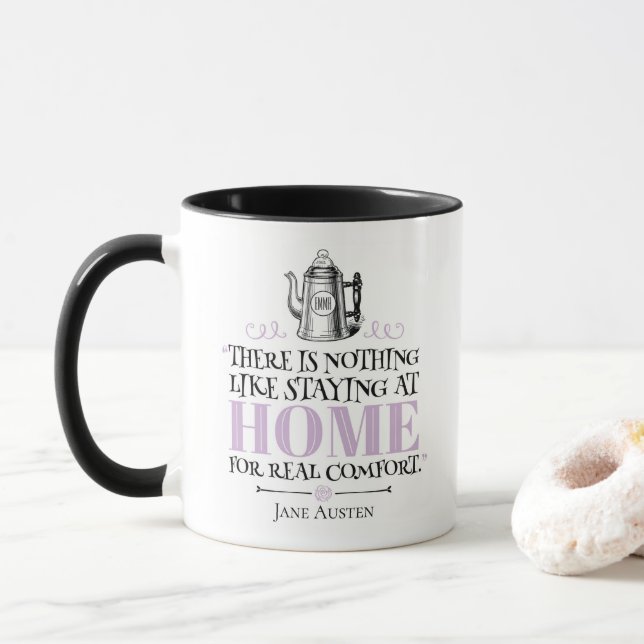 Taza Jane Austen - Alojándose en casa - Café (Con donut)