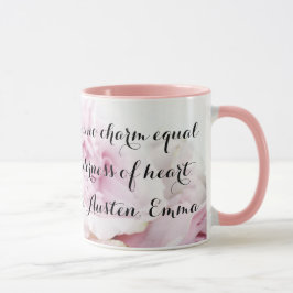 Taza Jane Austen Emma cita de libro femenino rosa flora