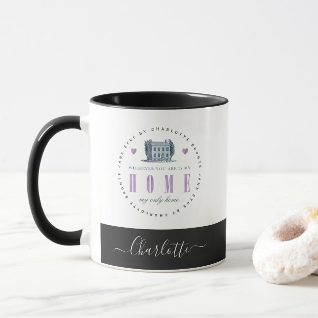 Taza Jane Eyre - Mi Única Casa - Añadir Tu Nombre (Con donut)