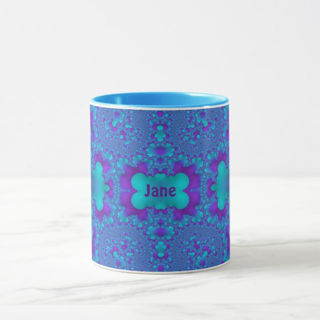 Taza JANE ~ Zany 3D Fractal ~ Blue y Purple Mug (Centro)