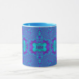 Taza JANE ~ Zany 3D Fractal ~ Blue y Purple Mug