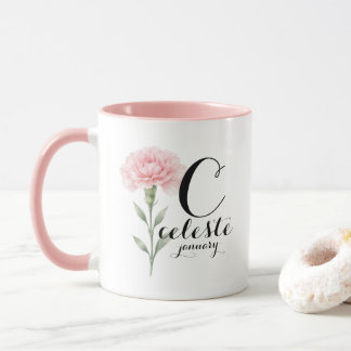 Taza January Birth Flower Mug – Pink Carnation Gift