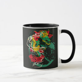 Taza Japanese Dragon Peony Traditional Tattoo Art