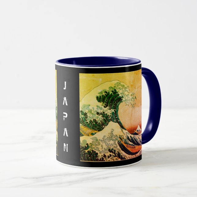Taza Japón - Vintage artístico japonés (Gran ola Kanaga (Anverso derecho)