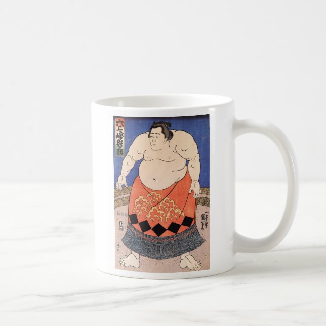 Taza japonesa del arte del sumo del vintage (Derecha)