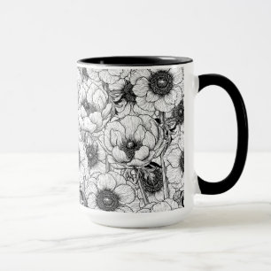 Taza Jardín anémico en blanco y negro