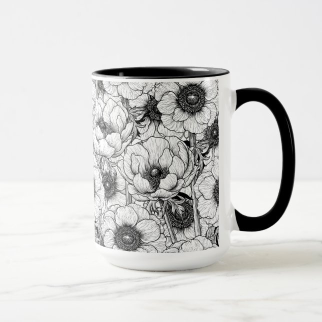 Taza Jardín anémico en blanco y negro (Derecha)