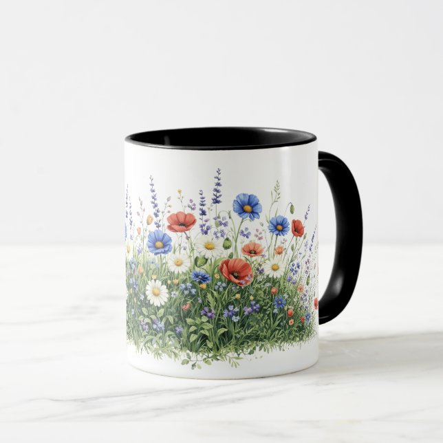 Taza Jardín botánico de flores de pradera silvestre (Anverso derecho)