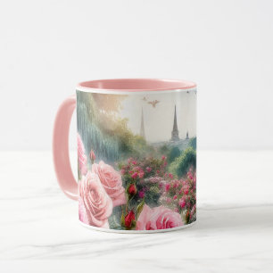 Taza Jardín de Rosas Parisino Torre Eiffel Rosa 