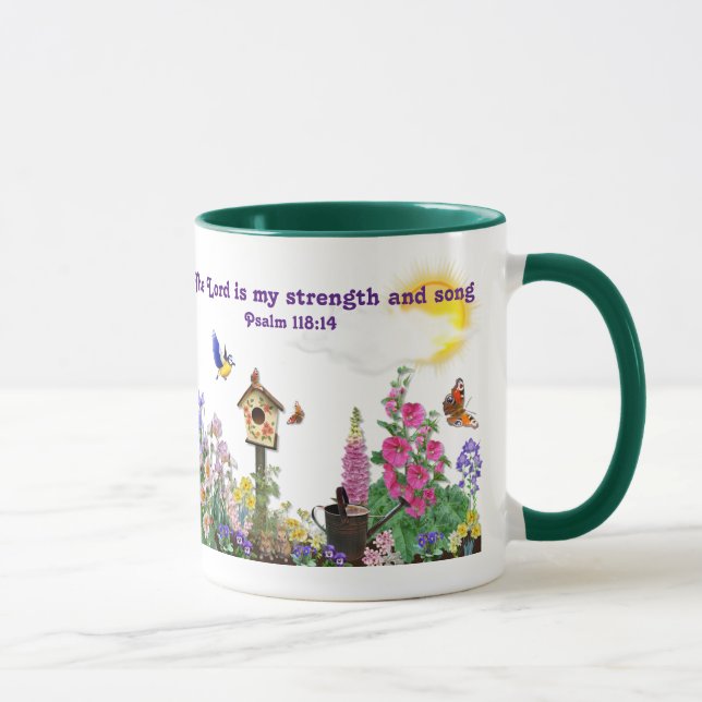 Taza Jardín de verano con mensaje de la Biblia. (Derecha)