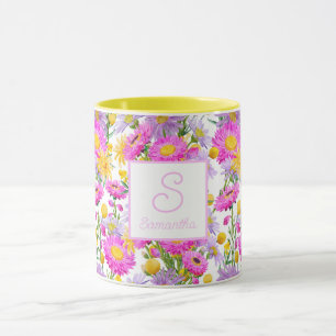 Taza Jardín de Verano con Monograma en Blanco