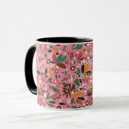 Taza Jardín floral rosado del Mojo de Mama